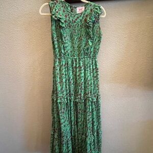 Banjanan Green Floral Sleeveless Dress